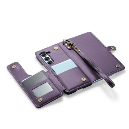 For Samsung Galaxy Z Fold6 5G CaseMe C22 PC+TPU Business Style RFID Anti-theft Lanyard Leather Phone Case with Pen Slot(Purple) - Galaxy Z Fold6 5G Cases by CaseMe | Online Shopping South Africa | PMC Jewellery | Buy Now Pay Later Mobicred