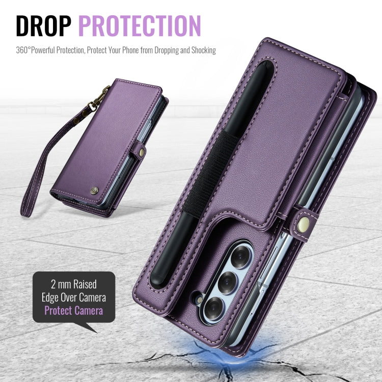 For Samsung Galaxy Z Fold6 5G CaseMe C22 PC+TPU Business Style RFID Anti-theft Lanyard Leather Phone Case with Pen Slot(Purple) - Galaxy Z Fold6 5G Cases by CaseMe | Online Shopping South Africa | PMC Jewellery | Buy Now Pay Later Mobicred