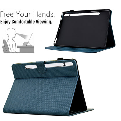 For Samsung Galaxy Tab S9 / S9 FE Solid Color Fiber Texture Smart Tablet Leather Case(Royal Blue) - Galaxy Tab S9 Cases by PMC Jewellery | Online Shopping South Africa | PMC Jewellery | Buy Now Pay Later Mobicred