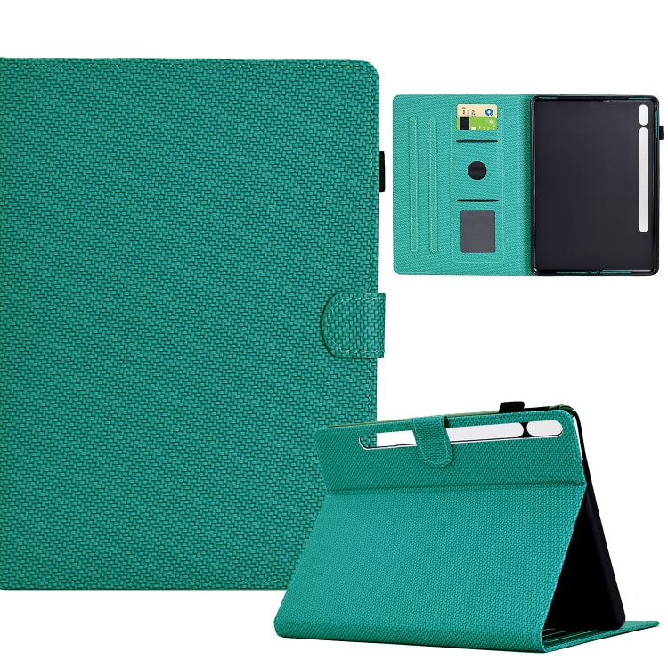 For Samsung Galaxy Tab S9 / S9 FE Solid Color Fiber Texture Smart Tablet Leather Case(Lake Green) - Galaxy Tab S9 Cases by PMC Jewellery | Online Shopping South Africa | PMC Jewellery | Buy Now Pay Later Mobicred