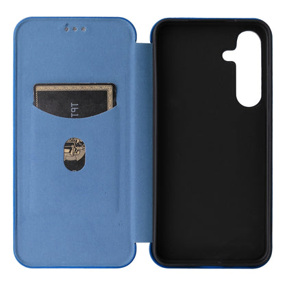 For Samsung Galaxy S25 5G Carbon Fiber Texture Flip Leather Phone Case(Blue) - Galaxy S25 5G Cases by PMC Jewellery | Online Shopping South Africa | PMC Jewellery | Buy Now Pay Later Mobicred