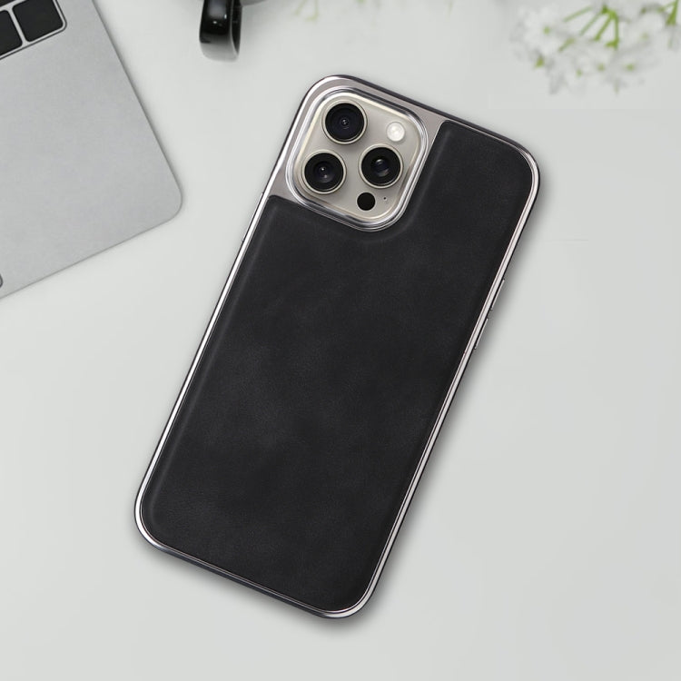 For iPhone 16 Pro Max Electroplated Side PU Hybrid TPU MagSafe Phone Case(Black) - iPhone 16 Pro Max Cases by PMC TechLife | Online Shopping South Africa | PMC TechLife | Buy Now Pay Later Mobicred