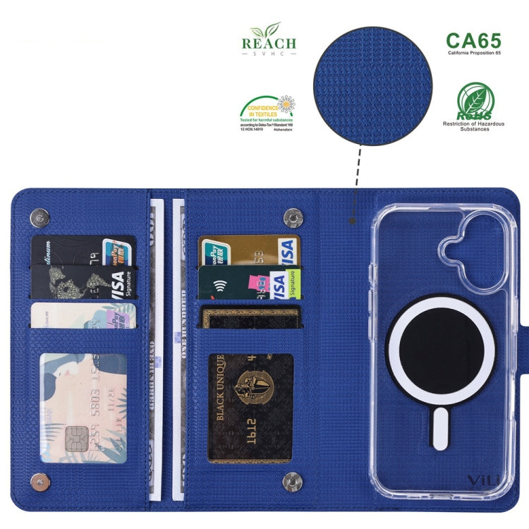 For iPhone 15 ViLi GHA-C Series RFID MagSafe Magnetic Flip Leather Phone Case(Blue) - iPhone 15 Cases by ViLi | Online Shopping South Africa | PMC Jewellery | Buy Now Pay Later Mobicred