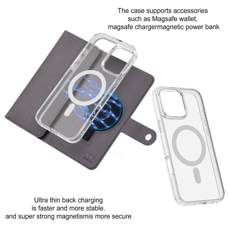 For iPhone 16 Plus ViLi GHB-C Series RFID MagSafe Magnetic Flip Leather Phone Case(Grey) - free shipping - PMC TechLife - Order now!