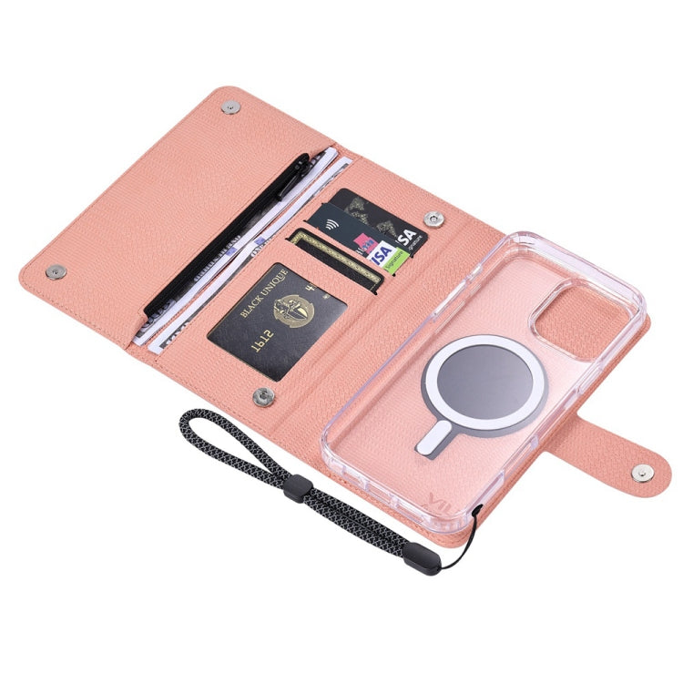 For iPhone 16 Plus ViLi GHB-C Series RFID MagSafe Magnetic Flip Leather Phone Case(Pink) - iPhone 16 Plus Cases by ViLi | Online Shopping South Africa | PMC Jewellery | Buy Now Pay Later Mobicred