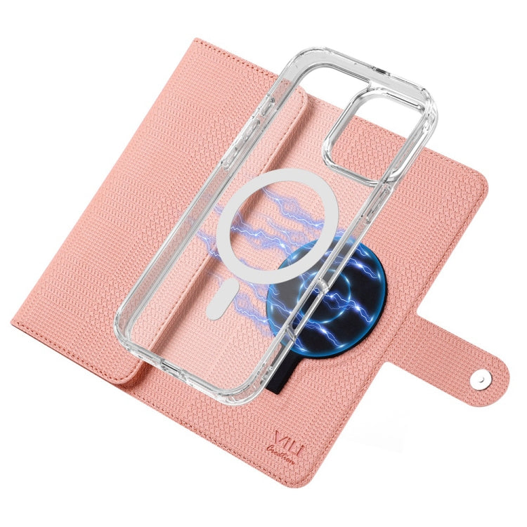 For iPhone 16 Pro Max ViLi GHB-C Series RFID MagSafe Magnetic Flip Leather Phone Case(Pink) - iPhone 16 Pro Max Cases by ViLi | Online Shopping South Africa | PMC Jewellery | Buy Now Pay Later Mobicred