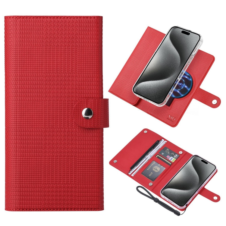 For iPhone 15 Pro Max ViLi GHB-C Series RFID MagSafe Magnetic Flip Leather Phone Case(Red) - iPhone 15 Pro Max Cases by ViLi | Online Shopping South Africa | PMC Jewellery | Buy Now Pay Later Mobicred