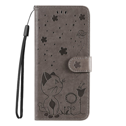 For Samsung Galaxy S25 Ultra 5G Cat and Bee Embossed Flip Leather Phone Case(Grey) - Galaxy S25 Ultra 5G Cases by PMC Jewellery | Online Shopping South Africa | PMC Jewellery | Buy Now Pay Later Mobicred