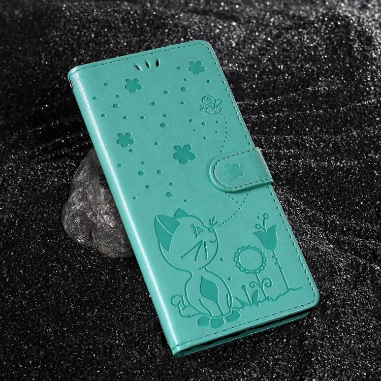 For Samsung Galaxy S25 Ultra 5G Cat and Bee Embossed Flip Leather Phone Case(Green) - Galaxy S25 Ultra 5G Cases by PMC Jewellery | Online Shopping South Africa | PMC Jewellery | Buy Now Pay Later Mobicred