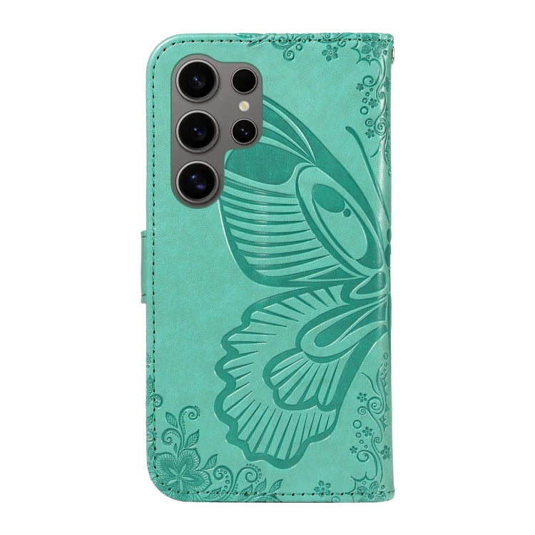 For Samsung Galaxy S25 Ultra 5G Swallowtail Butterfly Embossed Leather Phone Case(Green) - Galaxy S25 Ultra 5G Cases by PMC Jewellery | Online Shopping South Africa | PMC Jewellery | Buy Now Pay Later Mobicred