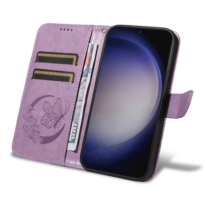 For Samsung Galaxy S25+ / S24+ 5G Swallowtail Butterfly Embossed Leather Phone Case(Purple) - Galaxy S25+ 5G Cases by PMC Jewellery | Online Shopping South Africa | PMC Jewellery | Buy Now Pay Later Mobicred