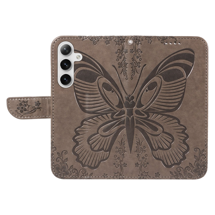 For Samsung Galaxy S25+ / S24+ 5G Swallowtail Butterfly Embossed Leather Phone Case(Grey) - Galaxy S25+ 5G Cases by PMC Jewellery | Online Shopping South Africa | PMC Jewellery | Buy Now Pay Later Mobicred