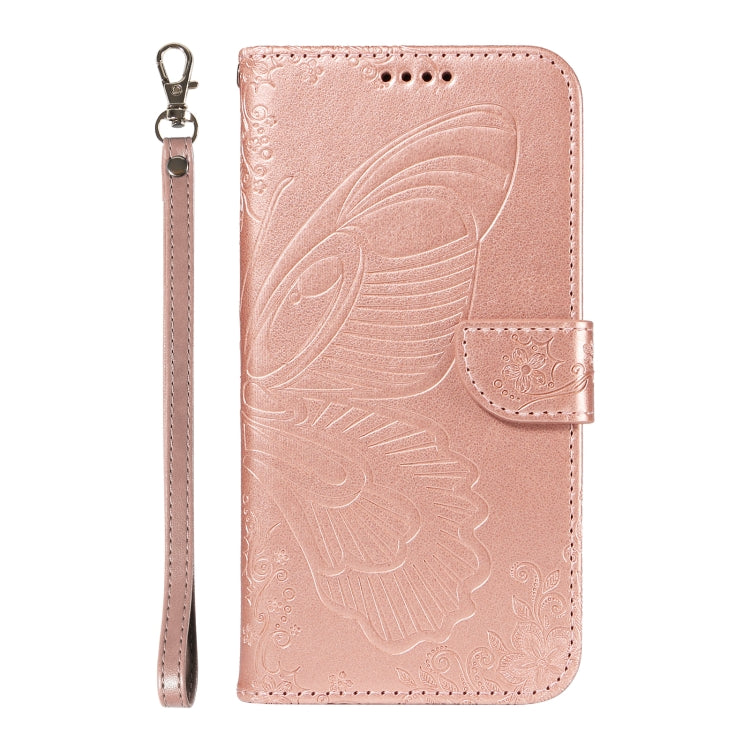 For Samsung Galaxy S25+ / S24+ 5G Swallowtail Butterfly Embossed Leather Phone Case(Rose Gold) - Galaxy S25+ 5G Cases by PMC Jewellery | Online Shopping South Africa | PMC Jewellery | Buy Now Pay Later Mobicred