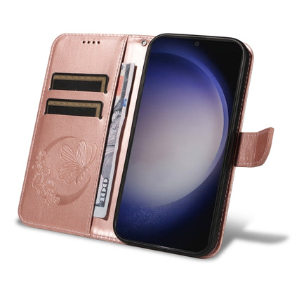 For Samsung Galaxy S25+ / S24+ 5G Swallowtail Butterfly Embossed Leather Phone Case(Rose Gold) - Galaxy S25+ 5G Cases by PMC Jewellery | Online Shopping South Africa | PMC Jewellery | Buy Now Pay Later Mobicred