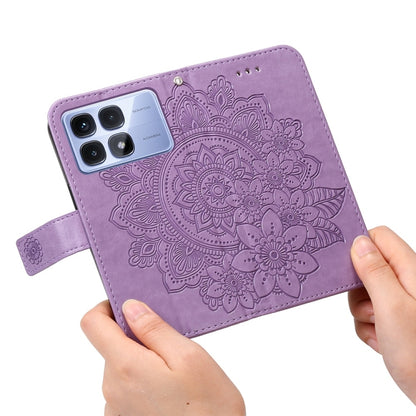 For Redmi K70 Ultra Seven-petal Flowers Embossing Leather Phone Case(Light Purple) - Xiaomi Cases by PMC Jewellery | Online Shopping South Africa | PMC Jewellery | Buy Now Pay Later Mobicred