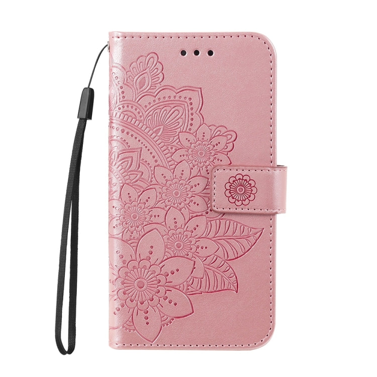 For Samsung Galaxy S25 5G Seven-petal Flowers Embossing Leather Phone Case(Rose Gold) - Galaxy S25 5G Cases by PMC Jewellery | Online Shopping South Africa | PMC Jewellery | Buy Now Pay Later Mobicred