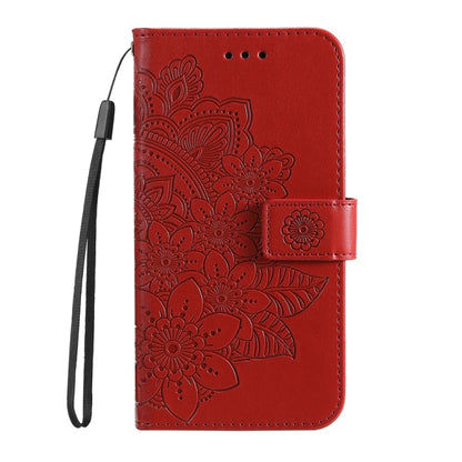 For Samsung Galaxy S25+ 5G Seven-petal Flowers Embossing Leather Phone Case(Red) - Galaxy S25+ 5G Cases by PMC Jewellery | Online Shopping South Africa | PMC Jewellery | Buy Now Pay Later Mobicred