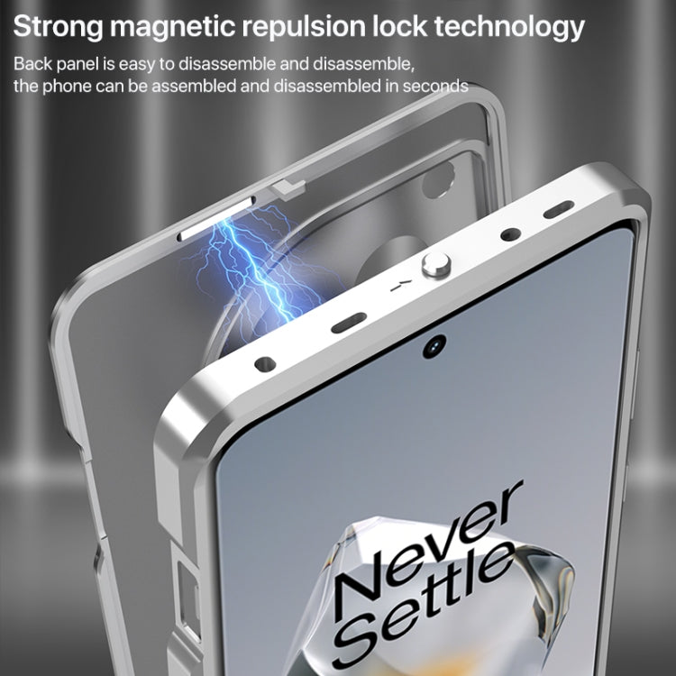 For OnePlus 13 Snap Buckle Single-sided Metal Frame Frosted Phone Case(Silver) - OnePlus Cases by PMC TechLife | Online Shopping South Africa | PMC TechLife | Buy Now Pay Later Mobicred