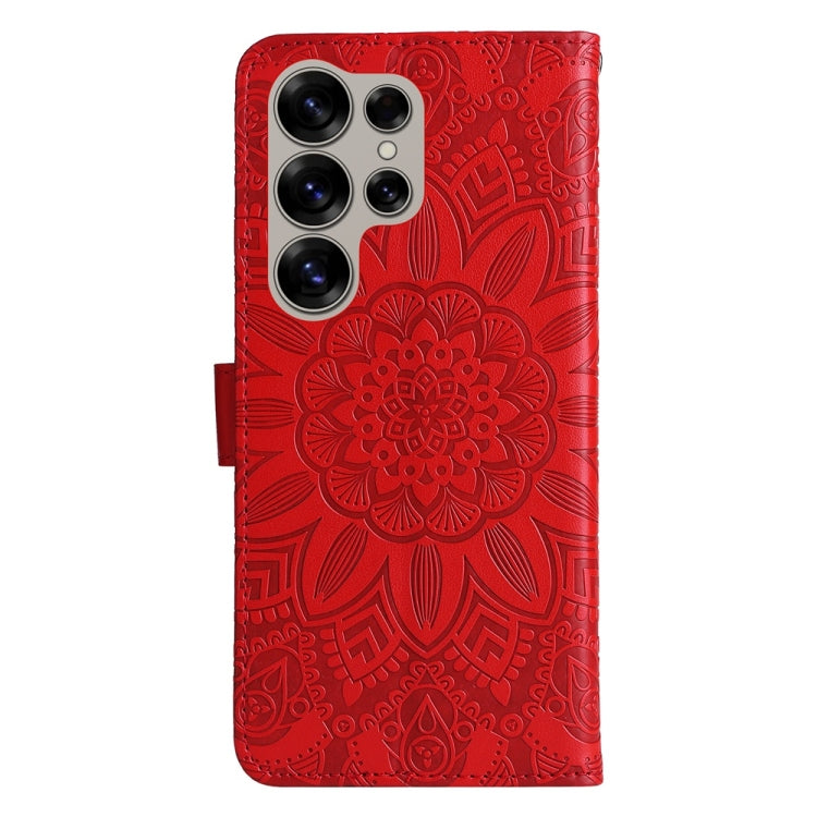 For Samsung Galaxy S25 Ultra 5G Embossed Sunflower Leather Phone Case(Red) - Galaxy S25 Ultra 5G Cases by PMC Jewellery | Online Shopping South Africa | PMC Jewellery | Buy Now Pay Later Mobicred