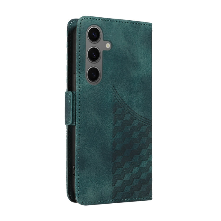 For Samsung Galaxy S25+ 5G Embossed Rhombus Starry Leather Phone Case(Green) - Galaxy S25+ 5G Cases by PMC Jewellery | Online Shopping South Africa | PMC Jewellery | Buy Now Pay Later Mobicred