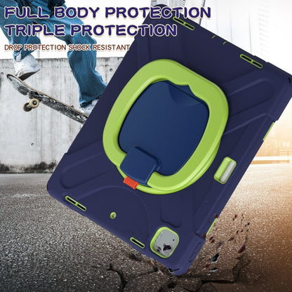 For iPad Air 13 2024 Silicone Hybrid PC Tablet Case with Holder & Shoulder Strap(Navy Blue Lime) - iPad Air 13 2024 Cases by PMC Jewellery | Online Shopping South Africa | PMC Jewellery | Buy Now Pay Later Mobicred