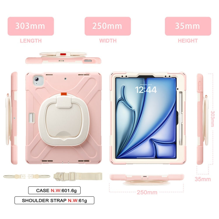 For iPad Air 13 2024 Silicone Hybrid PC Tablet Case with Holder & Shoulder Strap(Cherry Blossom Pink) - iPad Air 13 2024 Cases by PMC Jewellery | Online Shopping South Africa | PMC Jewellery | Buy Now Pay Later Mobicred