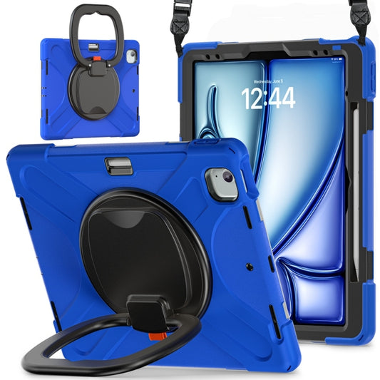 For iPad Air 13 2024 / Air 13 2025 Silicone Hybrid PC Tablet Case with Holder & Shoulder Strap(Blue) - iPad Air 13 2025 / 2024 Cases by PMC Jewellery | Online Shopping South Africa | PMC Jewellery | Buy Now Pay Later Mobicred