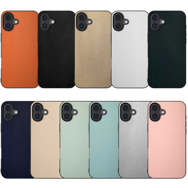 For iPhone 16 Plus PU Leather Black Frame Full Coverage Phone Case(Orange) - iPhone 16 Plus Cases by PMC Jewellery | Online Shopping South Africa | PMC Jewellery | Buy Now Pay Later Mobicred