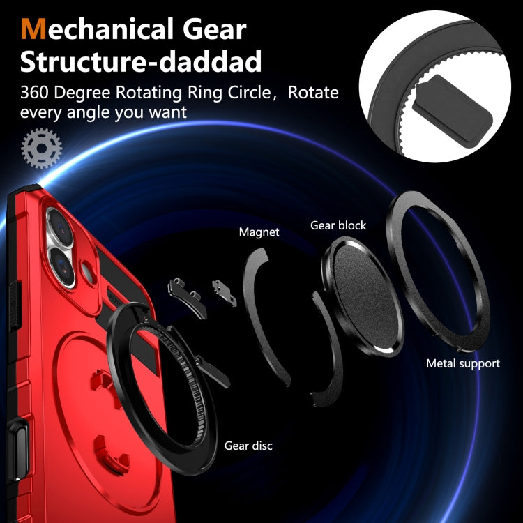 For iPhone 16 Rotating Magnetic Holder Phone Case(Red) - iPhone 16 Cases by PMC TechLife | Online Shopping South Africa | PMC TechLife | Buy Now Pay Later Mobicred