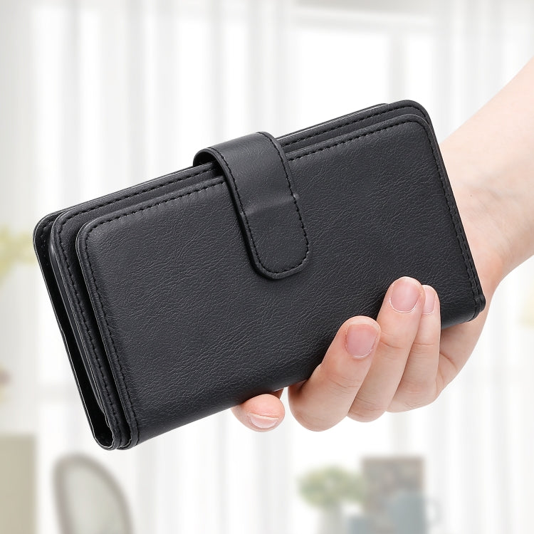 For iPhone 16e Multi-Function Wallet 10 Card Slots Leather Phone Case(Black) - free shipping - PMC TechLife - Order now!