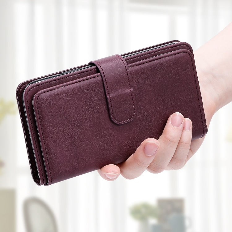 For Samsung Galaxy S25 Ultra 5G Multi-Function Wallet 10 Card Slots Leather Phone Case(Claret) - Galaxy S25 Ultra 5G Cases by PMC Jewellery | Online Shopping South Africa | PMC Jewellery | Buy Now Pay Later Mobicred