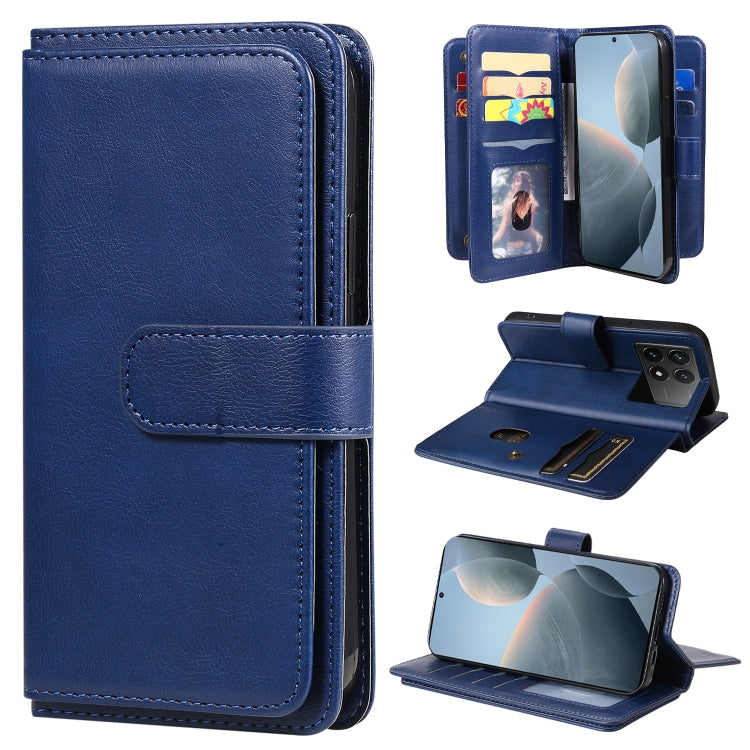 For Redmi K70 Multi-Function Wallet 10 Card Slots Leather Phone Case(Dark Blue) - K70 Cases by PMC Jewellery | Online Shopping South Africa | PMC Jewellery | Buy Now Pay Later Mobicred