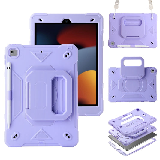 For iPad 10.2 2021 / 2020 / 2019 Legend Grip Holder Silicone Hybrid PC Tablet Case with Strap(Purple) - iPad 10.2 Cases by PMC Jewellery | Online Shopping South Africa | PMC Jewellery | Buy Now Pay Later Mobicred