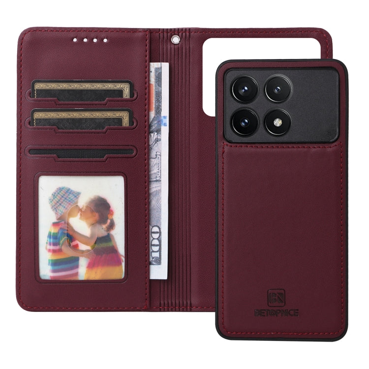 For Redmi K70 / K70 Pro BETOPNICE BN-005 2 in 1 Detachable Imitate Genuine Leather Phone Case(Wine Red) - K70 Pro Cases by BETOPNICE | Online Shopping South Africa | PMC Jewellery | Buy Now Pay Later Mobicred