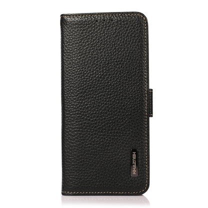 For Samsung Galaxy S25 Ultra 5G KHAZNEH Side-Magnetic Litchi Genuine Leather RFID Phone Case(Black) - Galaxy S25 Ultra 5G Cases by PMC Jewellery | Online Shopping South Africa | PMC Jewellery | Buy Now Pay Later Mobicred