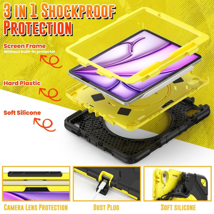 For iPad Air 11 2024 Spider Rotation Handle Silicone Hybrid PC Tablet Case(Black Yellow) - iPad Air 11 2024 Cases by PMC Jewellery | Online Shopping South Africa | PMC Jewellery | Buy Now Pay Later Mobicred