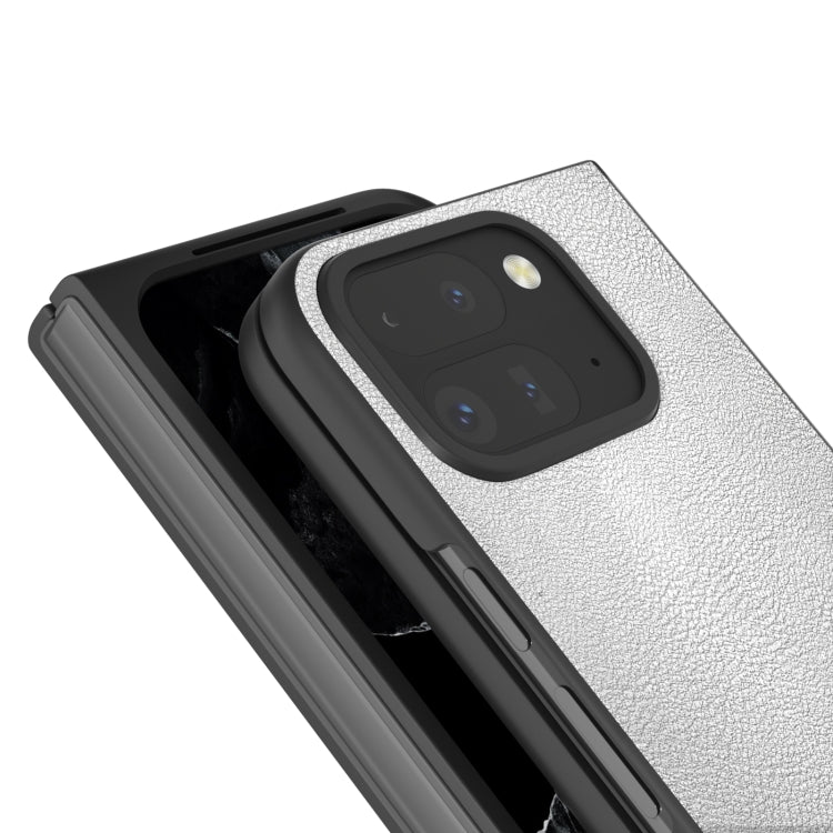 For Google Pixel 9 Pro Fold PU Leather Black Frame Full Coverage Phone Case(Silver) - free shipping - PMC TechLife - Order now!