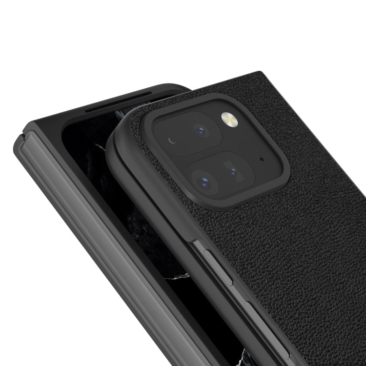 For Google Pixel 9 Pro Fold ABEEL Genuine Leather Luolai Series Phone Case(Black) - Google Cases by PMC Jewellery | Online Shopping South Africa | PMC Jewellery | Buy Now Pay Later Mobicred