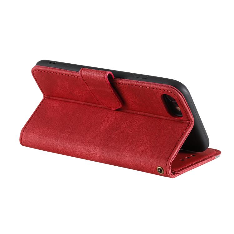 For iPhone 16e Nail Skin Feel Stitching Calf Texture Leather Phone Case(Red) - iPhone 16e Cases by PMC TechLife | Online Shopping South Africa | PMC TechLife | Buy Now Pay Later Mobicred