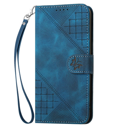 For iPhone 16 Pro Max YX0080 Grid Butterfly Embossed Pattern Flip Leather Phone Case with Lanyard(Dark Blue) - iPhone 16 Pro Max Cases by PMC Jewellery | Online Shopping South Africa | PMC Jewellery | Buy Now Pay Later Mobicred