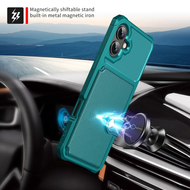 For iPhone 16 Plus Magnetic Wallet Card Bag Leather Phone Case(Cyan) - iPhone 16 Plus Cases by PMC Jewellery | Online Shopping South Africa | PMC Jewellery | Buy Now Pay Later Mobicred