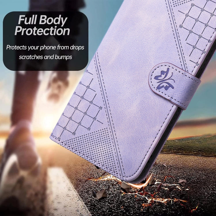 For Google Pixel 9 Pro XL Grid Butterfly Embossed Pattern Leather Phone Case with Lanyard(Light Purple) - free shipping - PMC TechLife - Order now!