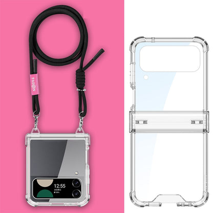 For Samsung Galaxy Z Flip3 GKK Airbag Hinge Full Coverage Phone Case with Crossbody Rope(Black) - Galaxy Phone Cases by GKK | Online Shopping South Africa | PMC Jewellery | Buy Now Pay Later Mobicred