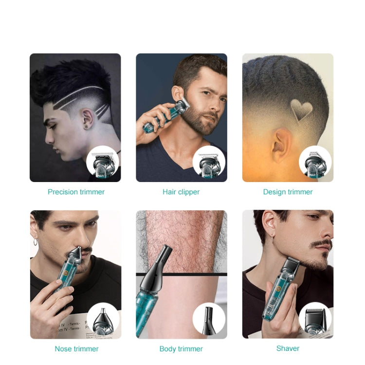 VGR V-102 6 in 1 USB Transparent Digital Display Professional Hair Clipper Set - free shipping - PMC TechLife - Order now!