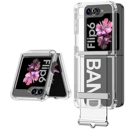 For Samsung Galaxy Z Flip6 GKK Clear Airbag Wristband Holder Phone Case(Transparent Silver) - Galaxy Z Flip6 5G Cases by GKK | Online Shopping South Africa | PMC Jewellery | Buy Now Pay Later Mobicred