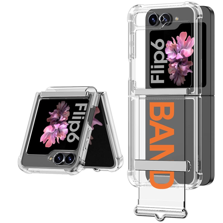 For Samsung Galaxy Z Flip6 GKK Clear Airbag Wristband Holder Phone Case(Transparent Orange) - Galaxy Z Flip6 5G Cases by GKK | Online Shopping South Africa | PMC Jewellery | Buy Now Pay Later Mobicred