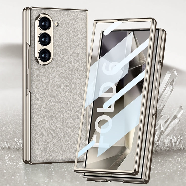 For Samsung Galaxy Z Fold6 GKK Integrated Plating Leather Full Coverage Phone Case(Special White) - Galaxy Z Fold6 5G Cases by GKK | Online Shopping South Africa | PMC Jewellery | Buy Now Pay Later Mobicred