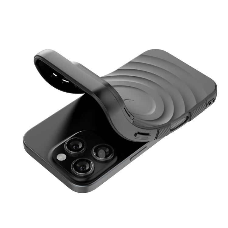 For iPhone 16 Pro Lens Frame Bracket Corrugated MagSafe Phone Case(Black) - iPhone 16 Pro Cases by PMC Jewellery | Online Shopping South Africa | PMC Jewellery | Buy Now Pay Later Mobicred