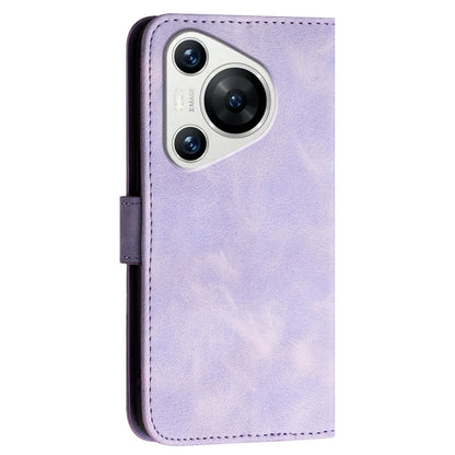 For Huawei Pura 70 YX0080 Grid Butterfly Embossed Pattern Flip Leather Phone Case with Lanyard(Light Purple) - Huawei Cases by PMC Jewellery | Online Shopping South Africa | PMC Jewellery | Buy Now Pay Later Mobicred