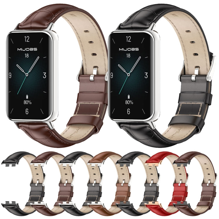 For Honor Band 10 / 9 MIJOBS Cowhide Leather Watch Band(Bamboo Black) - free shipping - PMc TechLife - Order now!